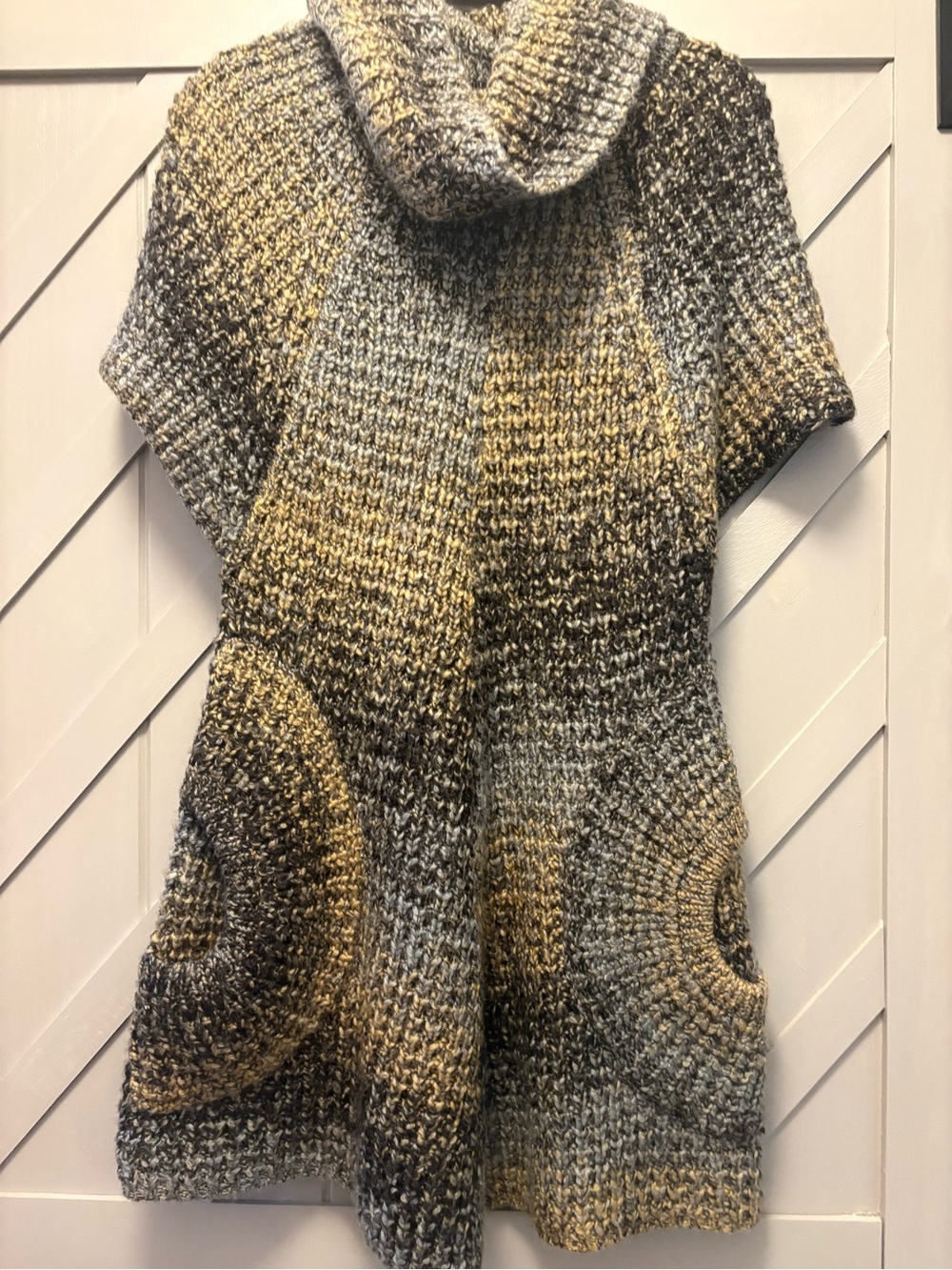 Orange Brand  Multi Colored Chunky Knit Cowl Neck Sweater Dress